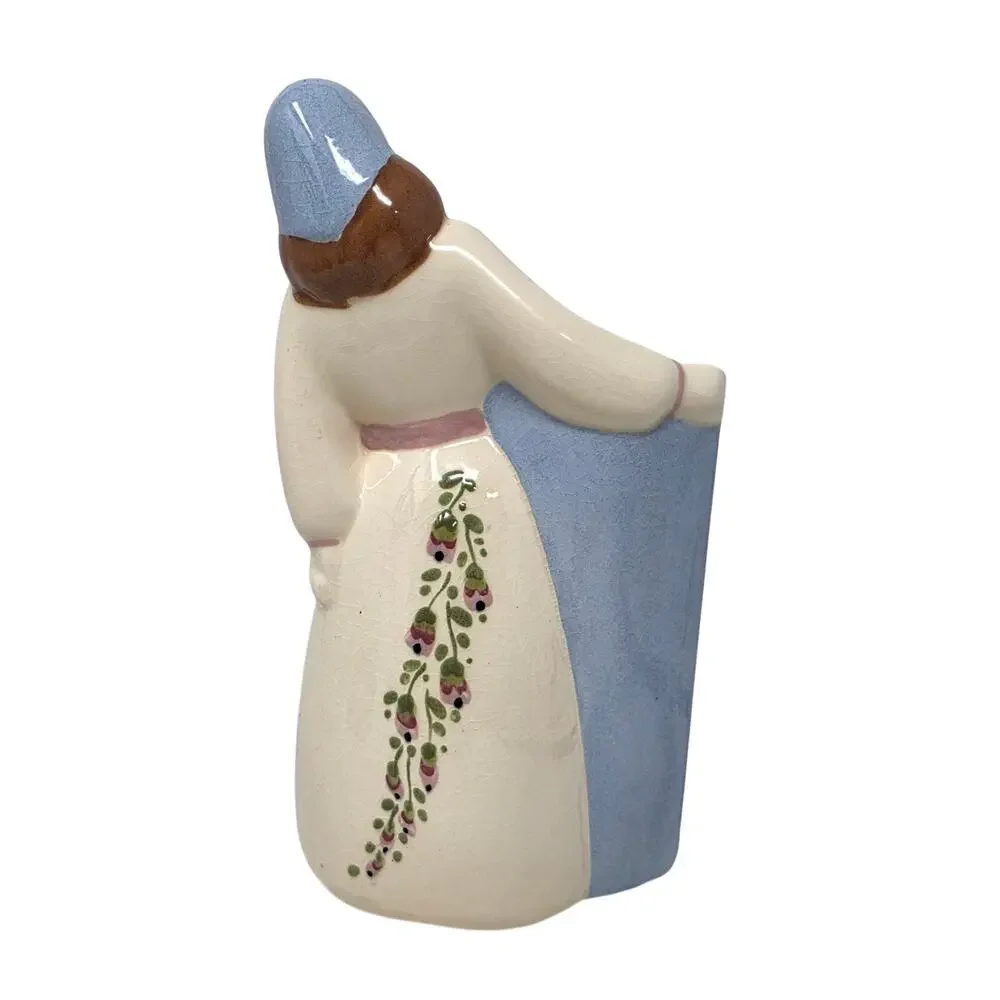 Vintage Art Deco Style Lady Figural Vase Planter Hand Painted Ceramic 9.75